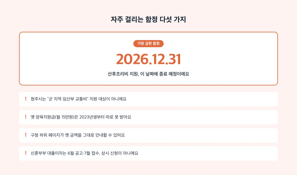 청주시 출산지원금 신청 시 자주 걸리는 함정 다섯 가지 경고 카드