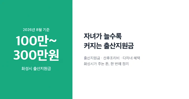 화성시 출산지원금 100만원부터 300만원까지 자녀 순위별 금액을 보여주는 썸네일