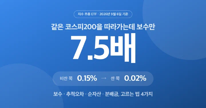 지수 추종 ETF 고르는 네 가지 기준을 보수 수치와 함께 보여주는 대표 이미지