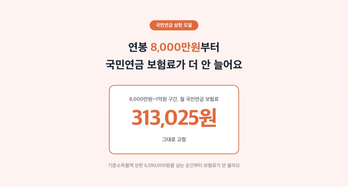 국민연금 기준소득월액 상한 도달 경고 카드