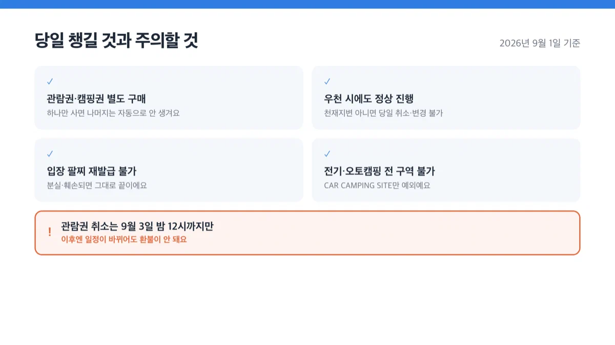 캠핑 페스티벌 준비물·주의사항 체크리스트